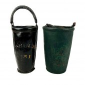 TWO LEATHER FIRE BUCKETS 19TH