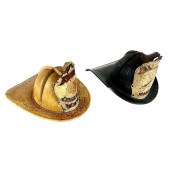 TWO LEATHER FIRE HELMETS 19TH