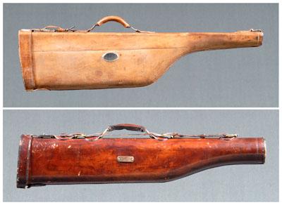 Two leather gun cases: one