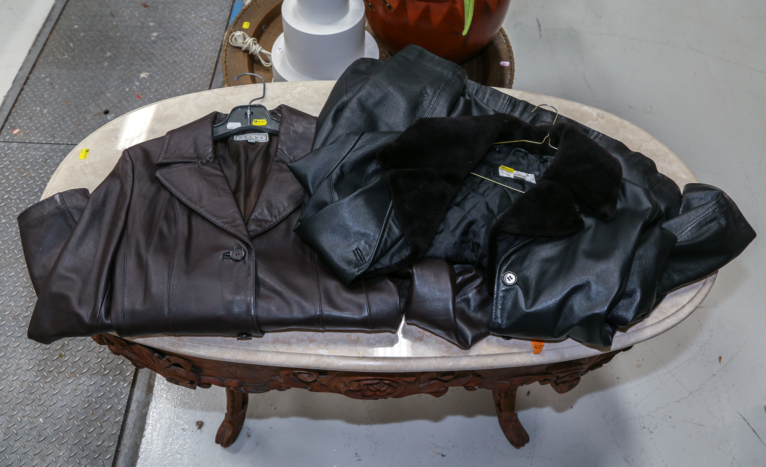 TWO LEATHER JACKETS Comprising a
