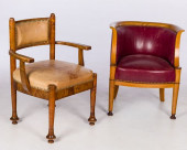 TWO LEATHER UPHOLSTERED CHAIRS