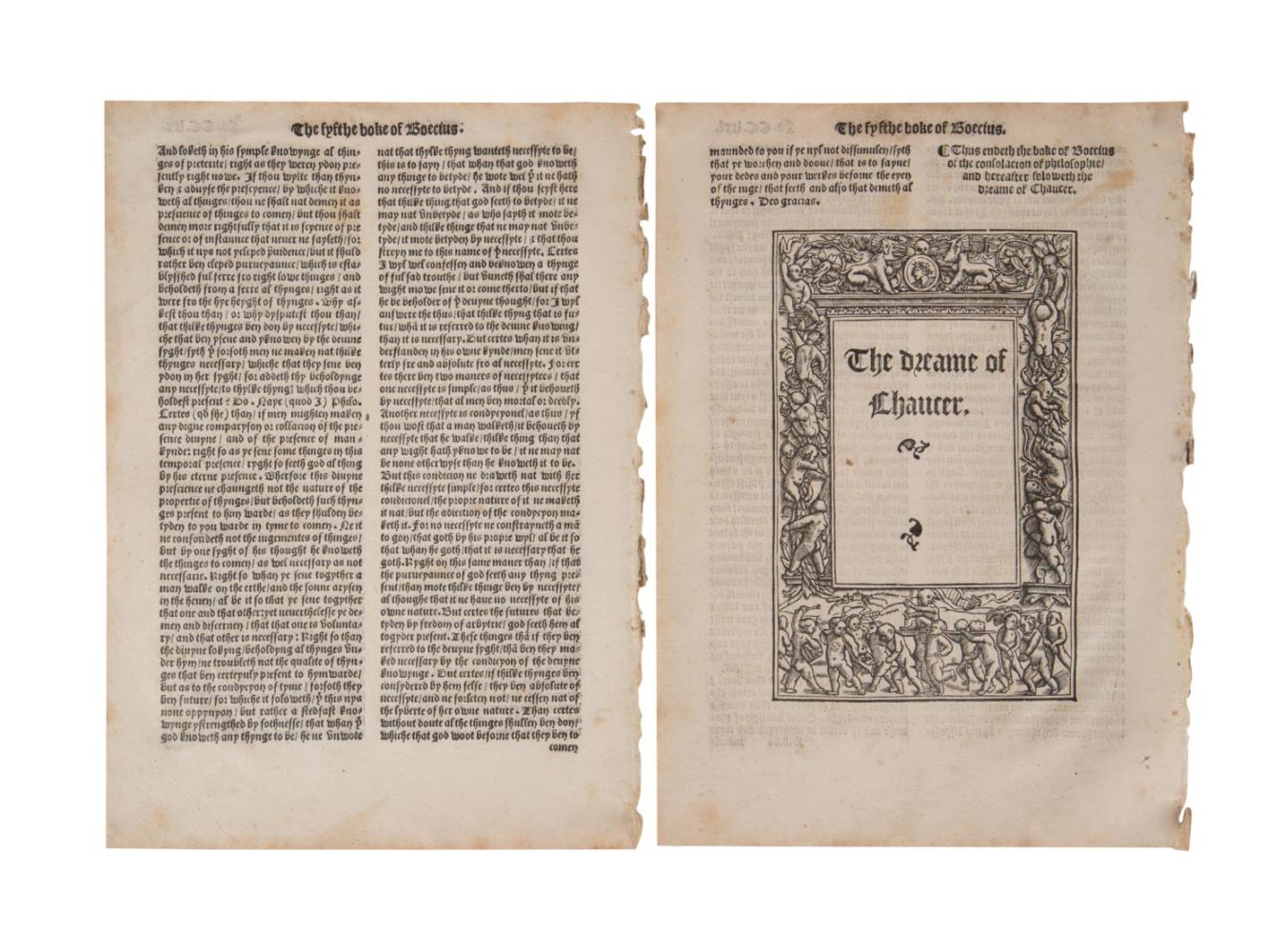 TWO LEAVES FROM BOECE, CHAUCER,1532