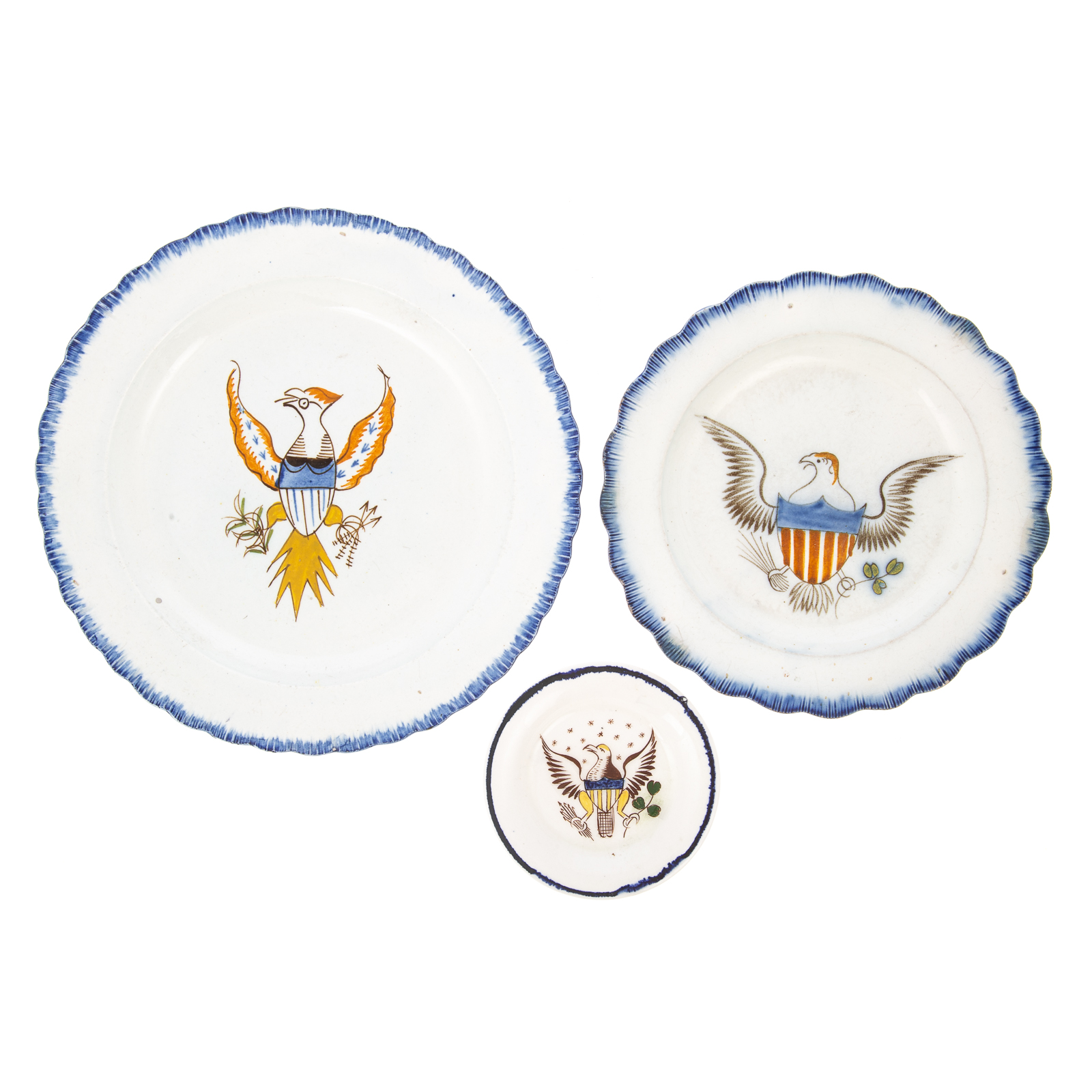 TWO LEEDS FEATHER EDGE EAGLE PLATES