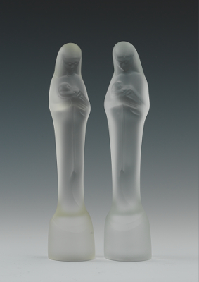 Two Leerdam Frosted Glass Figures