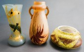 TWO LEGRAS GLASS VASES AND A B