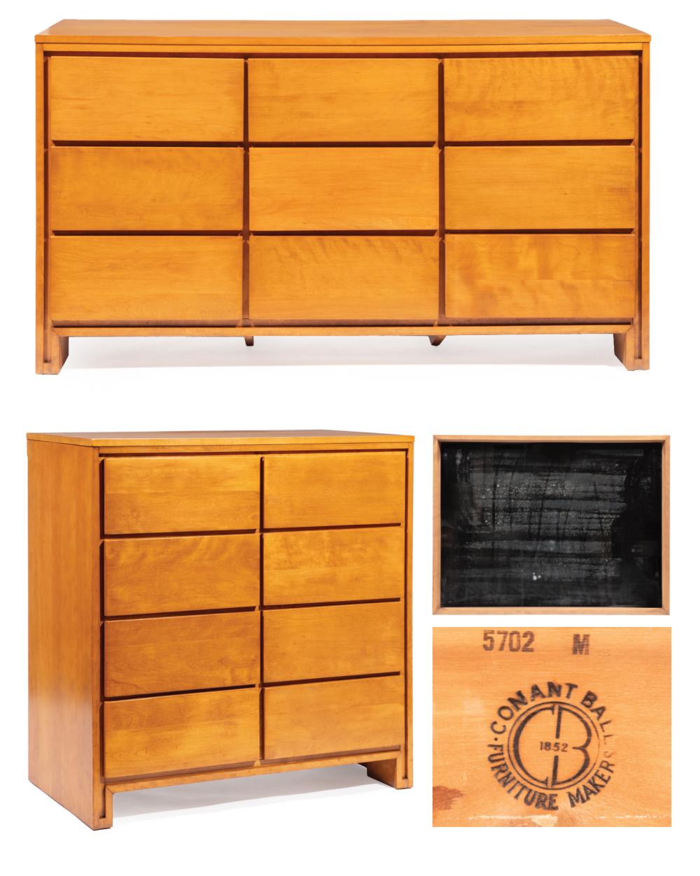 TWO LESLIE DIAMOND BIRCH DRESSERS