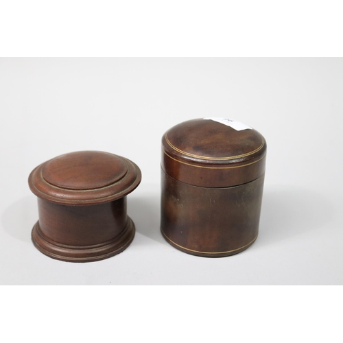 Two lidded jars, one of treen,