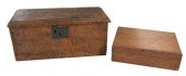 TWO LIDDED MAPLE WOOD BOXESAme