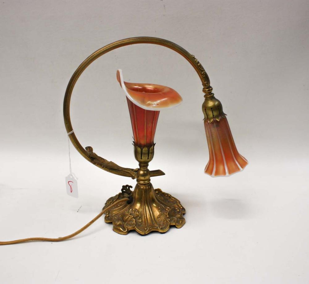 TWO-LIGHT LILY PIANO LAMP, GILT