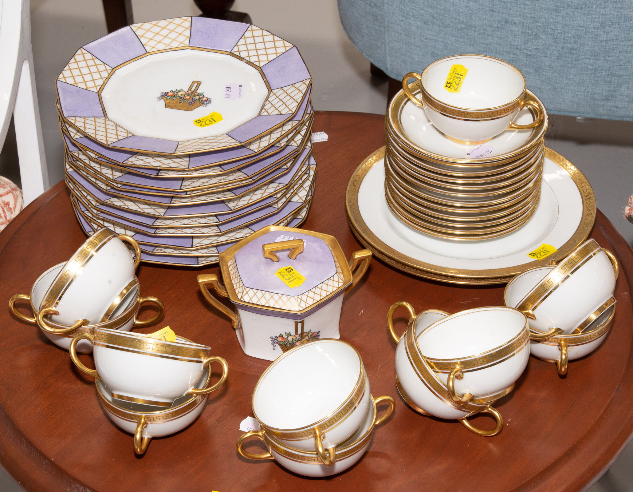 TWO LIMOGES CHINA PARTIAL DESSERT