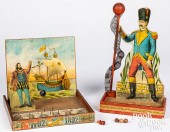 TWO LITHOGRAPHED PAPER ON WOOD