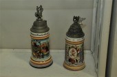 TWO LITHOPHANE STEINS. German