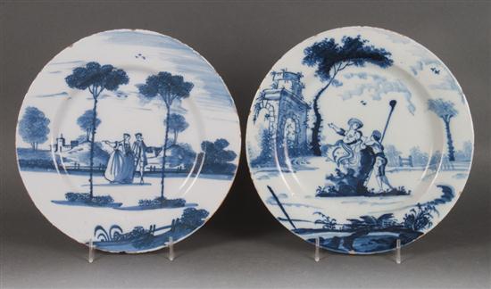Two Liverpool Delftware blue and