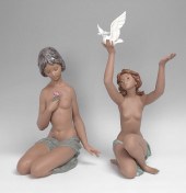 TWO LLADRO GRES FIGURINES BY S