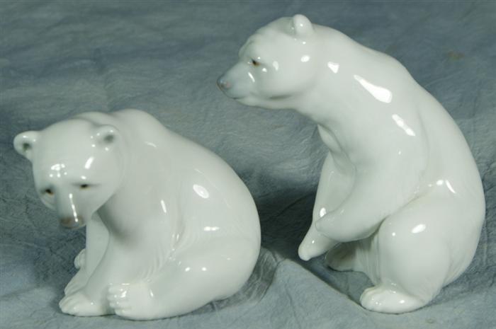 Two Lladro polar bears, tallest 5",