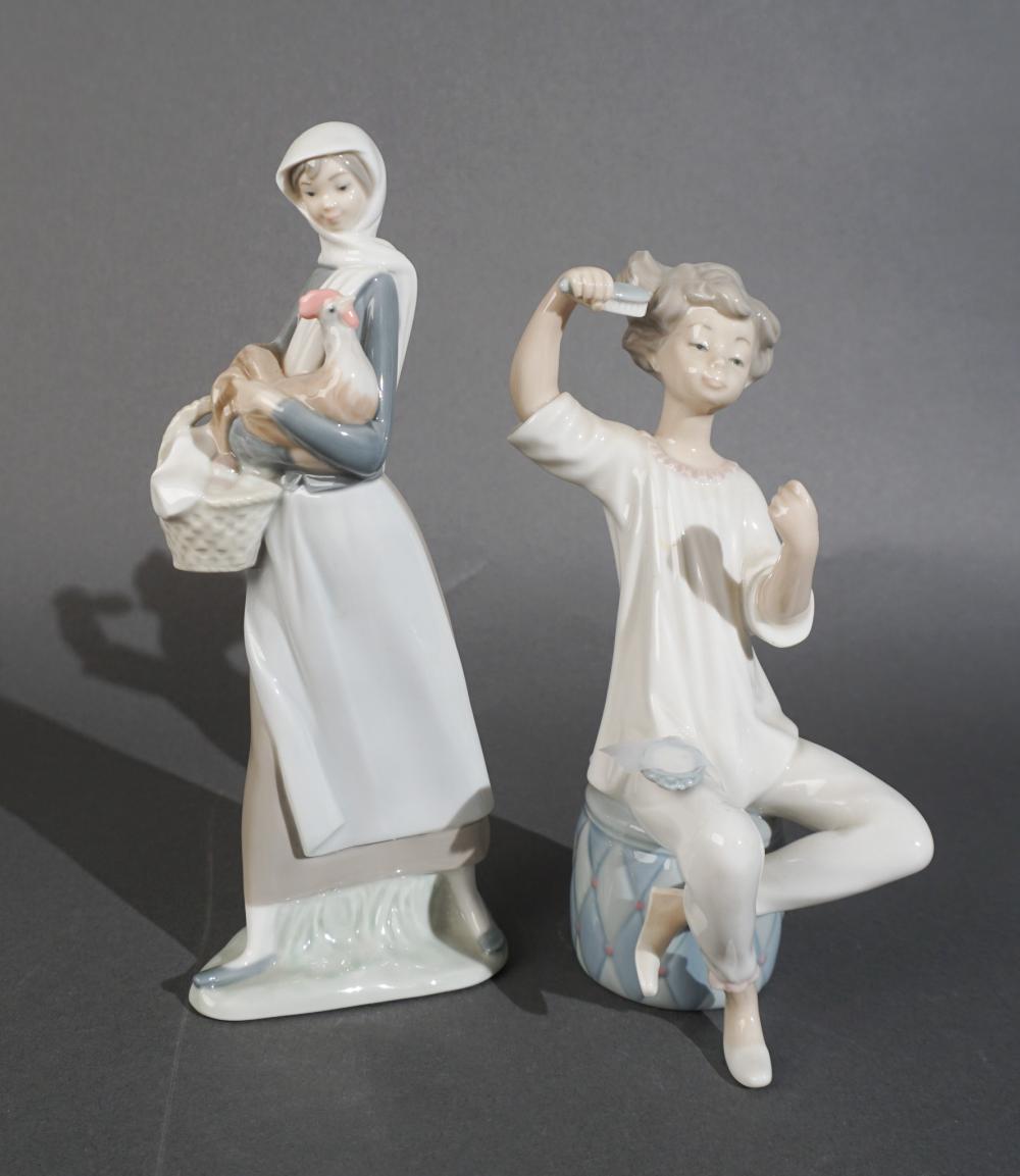 TWO LLADRO PORCELAIN FIGURINES, H