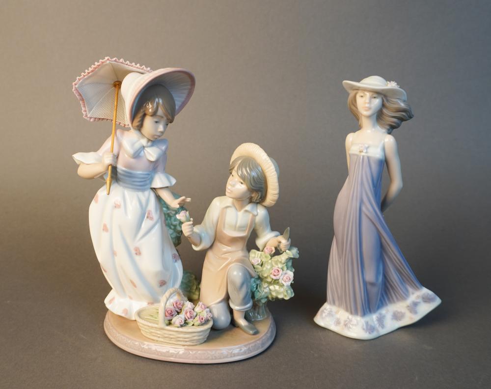 TWO LLADRO PORCELAIN FIGURINES, H