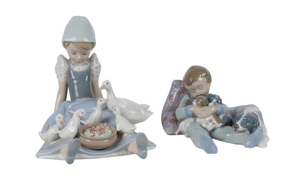 TWO LLADRO PORCELAIN SEATED FIGURAL