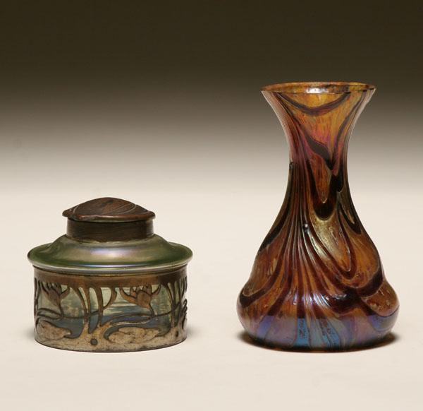 Two Loetz art glass items including