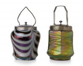 TWO LOETZ-STYLE ART GLASS BISC