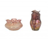 TWO LOETZ-STYLE ART GLASS TABL