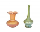 TWO LOETZ-STYLE ART GLASS VASE