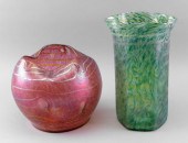 TWO LOETZ-TYPE BLOWN GLASS VAS