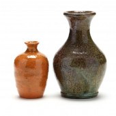 TWO LOG CABIN POTTERY BUD VASE