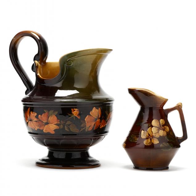 TWO LONHUDA POTTERY PITCHERS