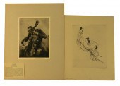 TWO LOOSE DRYPOINT ETCHINGS, O