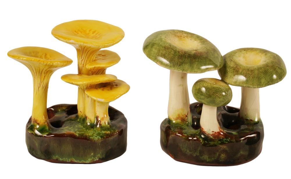 TWO LORENZEN POTTERY MUSHROOMS