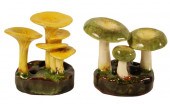 TWO LORENZEN POTTERY MUSHROOMS