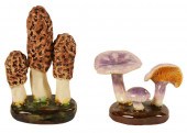 TWO LORENZEN POTTERY MUSHROOMS