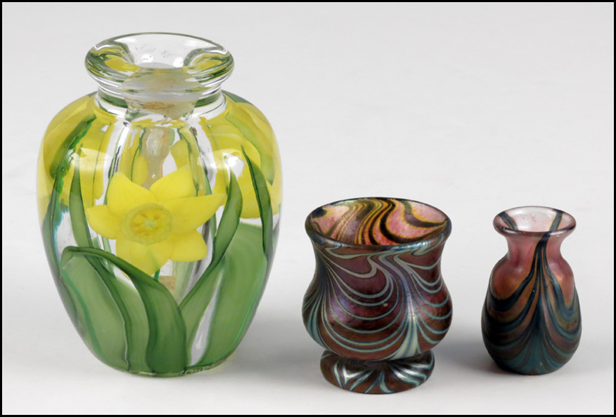TWO LOTTON IRIDESCENT GLASS CABINET