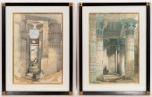 TWO LOUIS HAGHE EGYPTIAN RUINS
