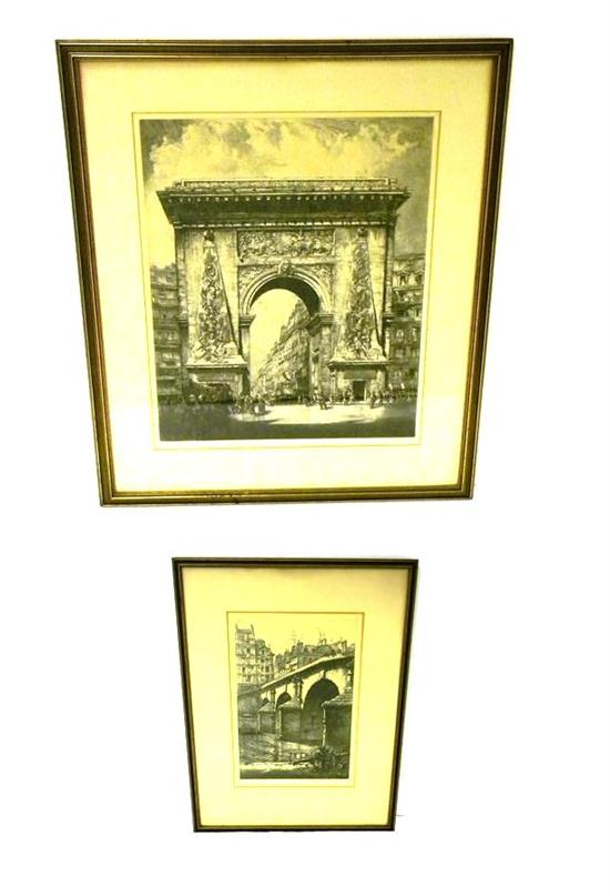 Two Louis Orr etchings  pencil
