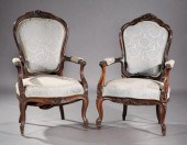 TWO LOUIS XV-STYLE CARVED WALN