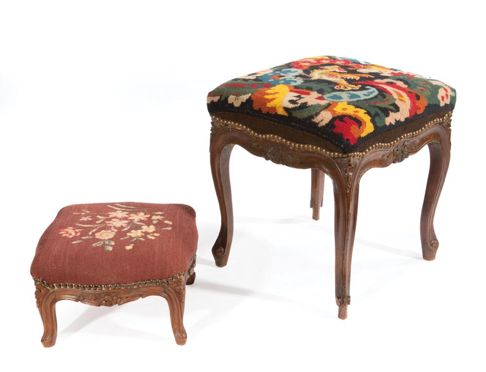 TWO LOUIS XV-STYLE CARVED WALNUT