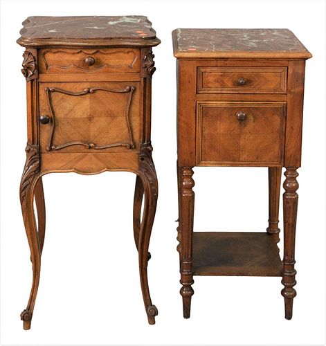 TWO LOUIS XV STYLE MARBLE TOP