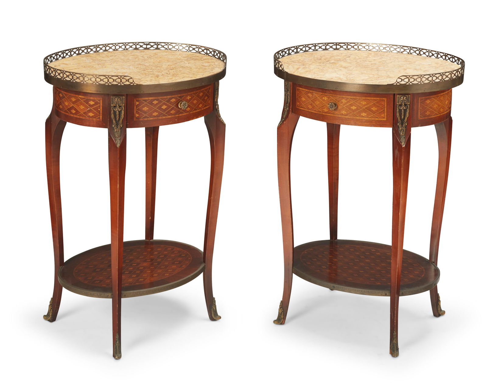 TWO LOUIS XV-STYLE MARQUETRY SIDE