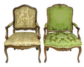 TWO LOUIS XV STYLE OPEN ARMCHA
