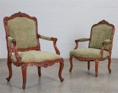 TWO LOUIS XV STYLE STAINED WAL
