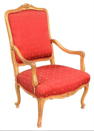 TWO LOUIS XV STYLE UPHOLSTERED OPEN