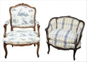 TWO LOUIS XV STYLE UPHOLSTERED
