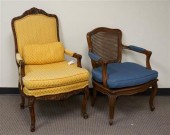 TWO LOUIS XV STYLE WALNUT UPHO
