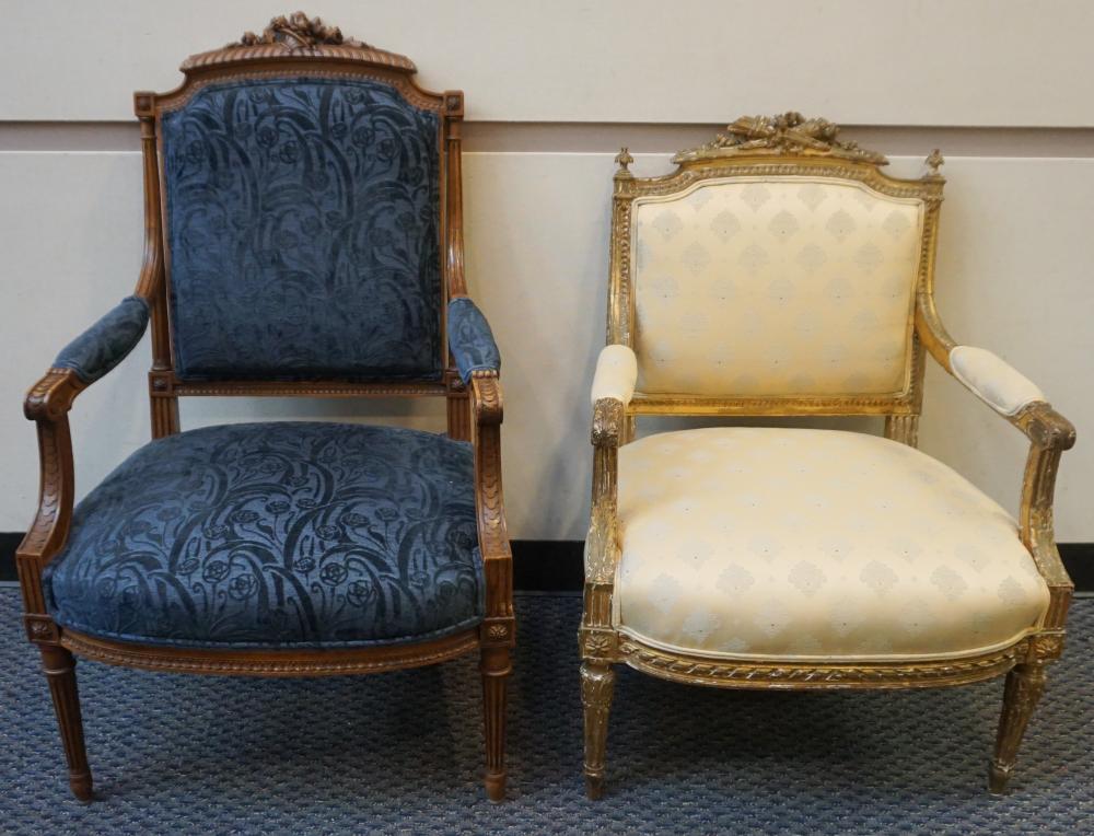 TWO LOUIS XVI STYLE CARVED WOOD