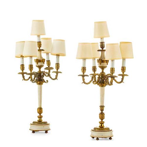 TWO LOUIS XVI STYLE FIVE LIGHT