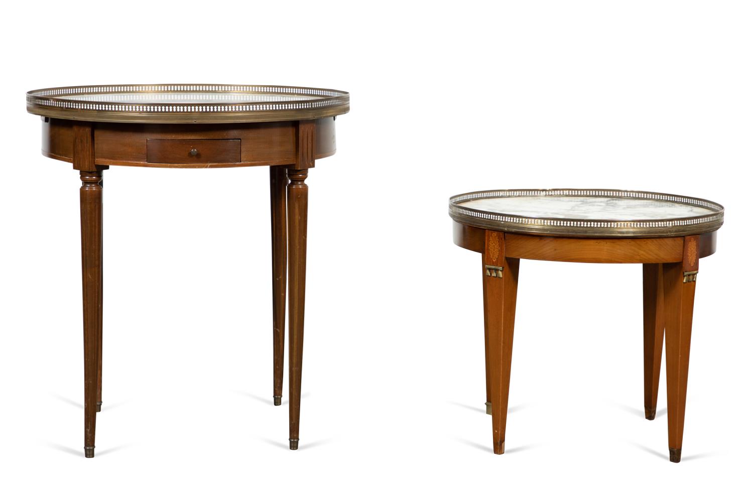 TWO LOUIS XVI STYLE MARBLE TOP