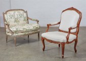 TWO LOUIS XV/XVI STYLE PAINTED