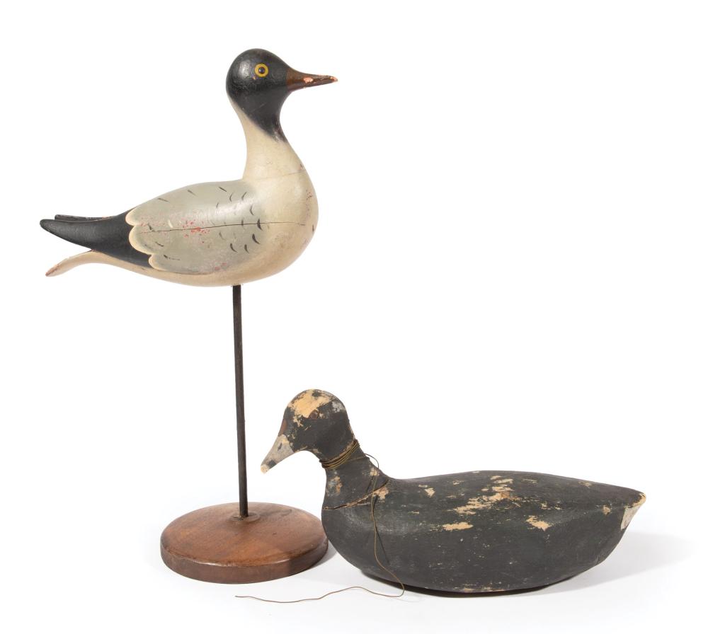 TWO LOUISIANA CARVED WOOD DECOYSTwo
